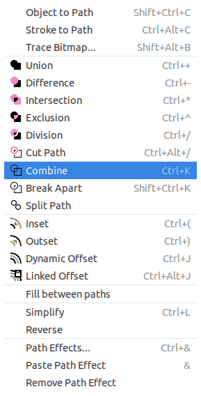 inkscape combine paths